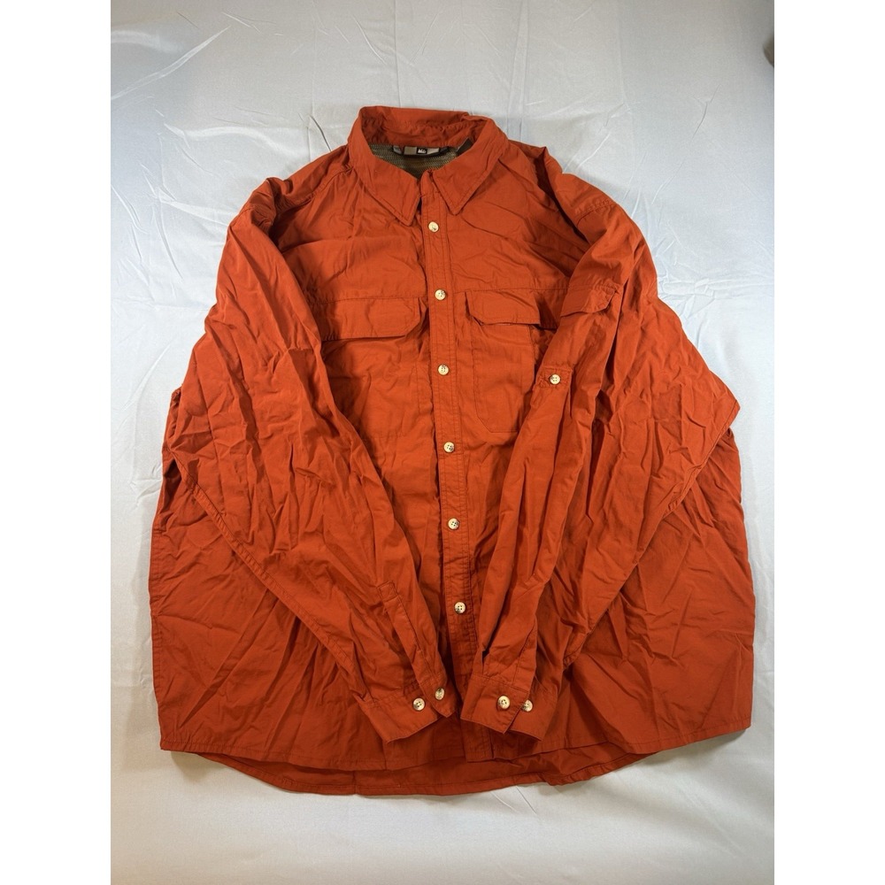 REI Men's Orange Outdoor UPF 40+ Long Sleeve Button Up Shirt Size XXL